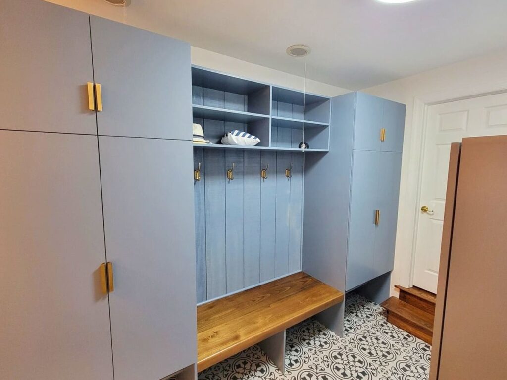 wooden mudroom